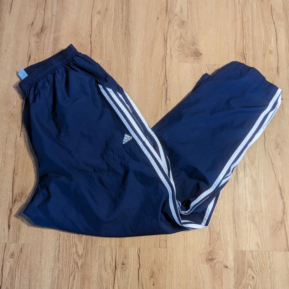 Vintage Y2K Adidas Nylon Lined Ankle Zip Joggers Sweatpants Size XL